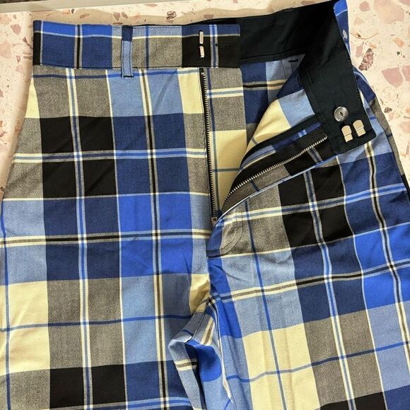 Free People Jules High Waist Plaid Flare Pants Blue/Black size 4 new - Picture 6 of 15